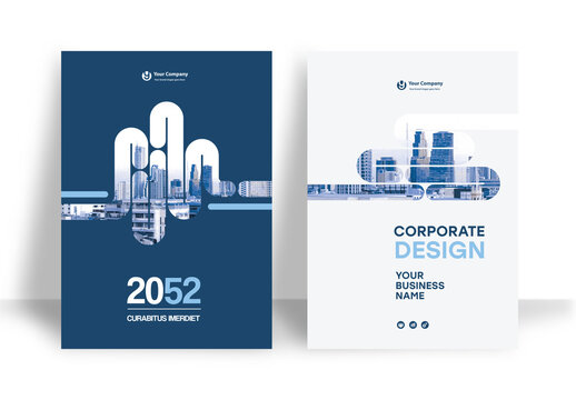 Business Report Cover Template &ndash;Blue Geometric Layout (A4)	
