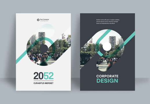 Business Report Cover Template &ndash; Green and Black Geometric Layout (A4)	
