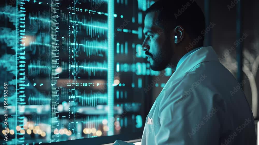 Aufkleber scientist analyzing dna strands and scientific data processing in a modern laboratory environment, d
