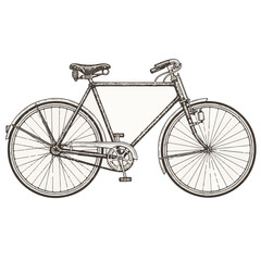Obraz premium Vintage bicycle illustration in detailed black and white sketch 