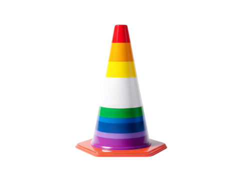Rainbow traffic cone pride lgbtq+ symbol isolated black background, Isolated On Transparent Background, Cut Out
