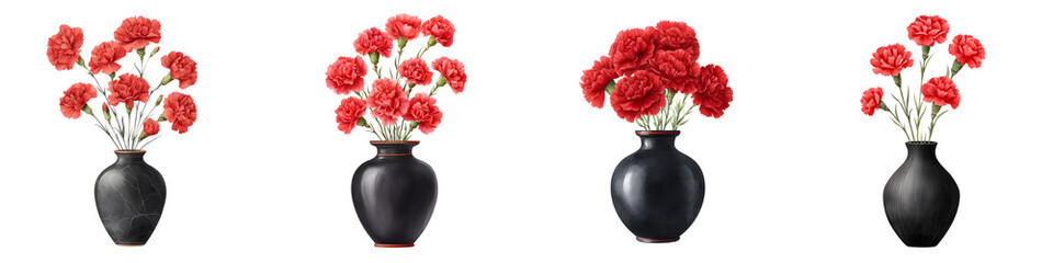 Obraz premium Red Carnations in Vase: Floral Arrangement Illustration