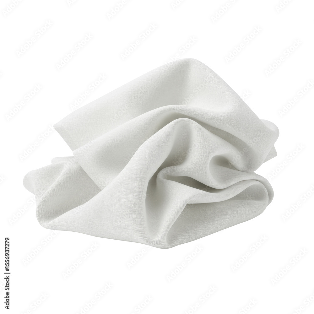 Poster white linen fabric with soft organic folds and elegant creases, showcasing natural texture and prist
