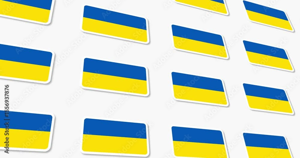 Aufkleber animated design of the ukrainian flag with rounded edges intertwining with each other in black and w