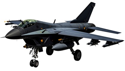 Fototapeta premium Dark jet fighter, front view