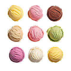 Minimalist Flat Lay Of Colorful Ice Cream Scoops, Generative AI