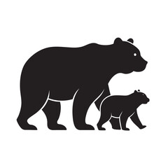 Bear Walking With Little Cub