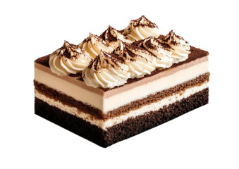 Delicious Tiramisu Dessert on Transparent Background for Culinary Ads and Menus