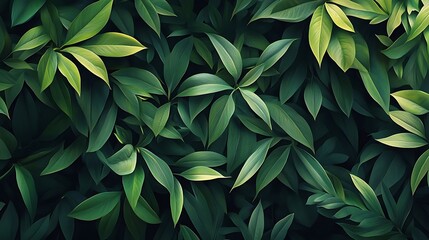 Obraz premium Lush Green Tropical Leaves Texture. (9)