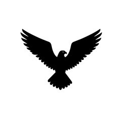 Obraz premium Elegant Hawk Silhouette: Bird of Prey in Flight, Minimalist Design, Vector Graphic