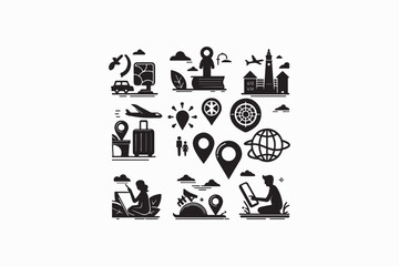 location icon vector silhouettes black and white image made by adobe illustrator. eps