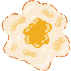 Cute Fried Egg Doodle Illustration with Crispy Edges