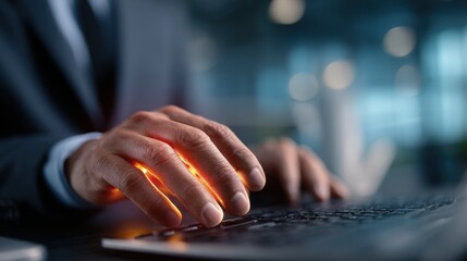 Wrist pain, office and hands on business person with injury, strain and accident for typing on keyboard. Professional, corporate and worker with ache, spasm and medical crisis for carpal tunnel