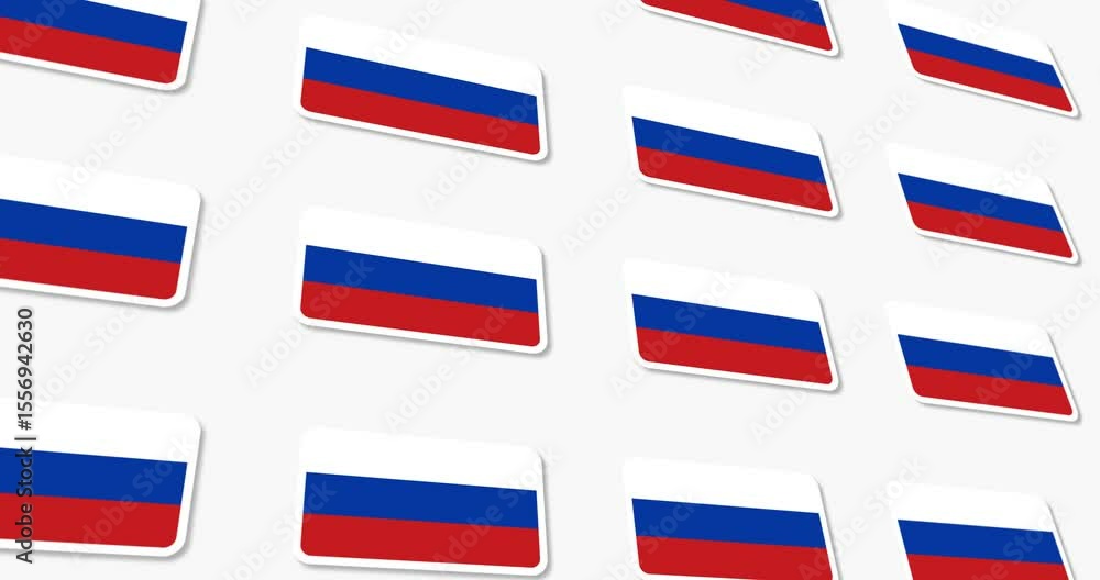 Aufkleber animated design of the russian flag with rounded edges intertwining with each other in black and whi