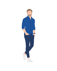 Flat vector people and illustration, man with casual outfit