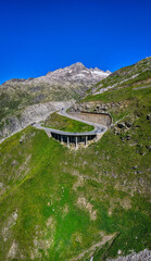 Furkapass, Furkapassstrasse, Luftaufnahme, Schweiz, Juni 2025