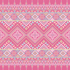 Colorful pixel art pattern in pink tones featuring traditional Thai tribal diamond motifs. Perfect for textile, game design, and digital art.