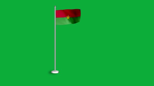 BURKINA-FASO flag. BURKINA-FASSO flag video. Flag of BURKINA-FASSO Waving in the wind, video, mp4, waving in the Sky, Green screen flag, national flag of the country.