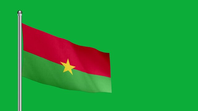 BURKINA-FASO flag. BURKINA-FASSO flag video. Flag of BURKINA-FASSO Waving in the wind, video, mp4, waving in the Sky, Green screen flag, national flag of the country.
