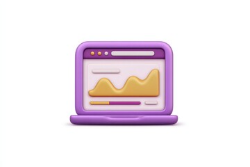 3D illustration of a modern laptop displaying colorful analytics with dynamic graphs and data visualization illustrating digital optimization for business growth and market strategy analysis