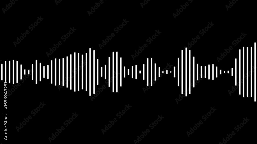 Poster white line audio wave visualization voice record, sound wave audio wave from isolated on black backg