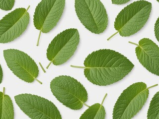 Scattered Mint Leaves Layout	
