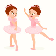 Cute Ballerina Girl Dancing. Little Ballerina in a Pink Tutu Dress. Dance classes.