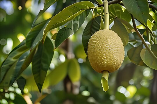 green durian on a tree