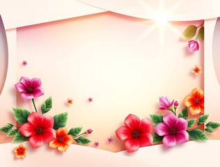 Elegant floral frame with soft pastel backdrop and gentle lighting design