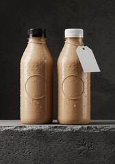 Refreshing Beverage Bottles Mockup Design for Iced Coffee or Tea