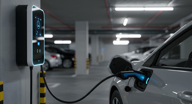 Electric vehicle charging in a modern parking garage
