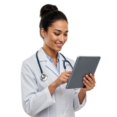 Modern silver computer monitor with a sleek design and black screen isolated on transparent background