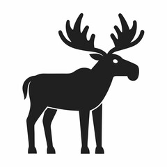 Fototapeta premium Moose Icon Vector | Generative AI Linocut Silhouette Wildlife Design