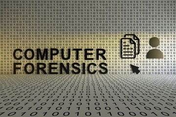 COMPUTER FORENSICS concept text sunlight 3D illustration