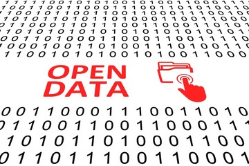 OPEN DATA concept binary code 3d illustration