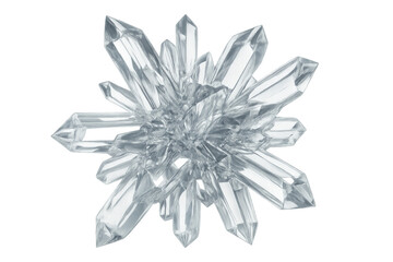 Transparent crystal cluster gleaming, highlighting mineral, gem, or esoteric design elements with luminous, reflective quality