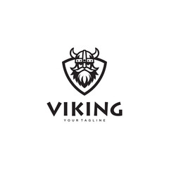 viking man angry face logo vector illustration ink drawing style.	