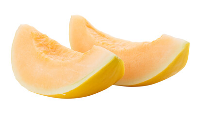Golden Melon slices isolated on a transparent background