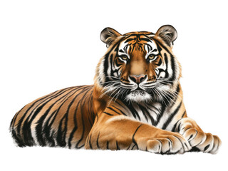 Fototapeta premium Majestic tiger cutout on transparent background png image wildlife photography studio environment detailed view