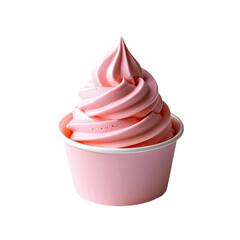  Strawberry Ice Cream Swirl In A Pastel Paper Cup, Generative AI