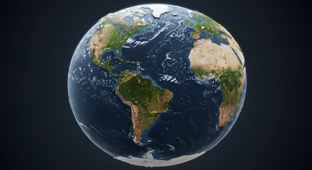 Fototapeta premium Realistic 3D rendering of planet Earth, showcasing continents, oceans, and atmospheric details. A captivating visual representation of our world.