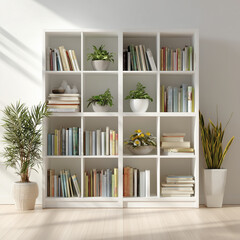 Minimalist white bookshelf 