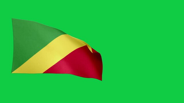 CONGO R flag. CONGO R flag video. Flag of CONGO R Waving in the wind, video, mp4, waving in the Sky, Green screen flag, national flag of the country.