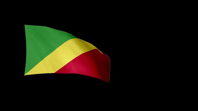CONGO R flag. CONGO R flag video. Flag of CONGO R Waving in the wind, video, mp4, waving in the Sky, Green screen flag, national flag of the country.