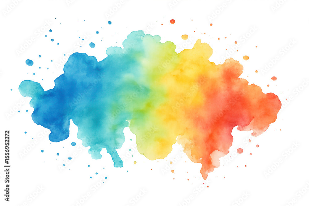 Poster colorful watercolor stain with dynamic splashes creating a vibrant and artistic design element on tr