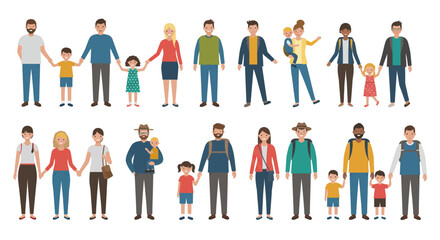 Business team silhouettes: diverse people walking, a collection of workers, men, women, and children