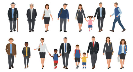 A diverse group of business people, men, and women, are shown in silhouette, walking and standing together as a team