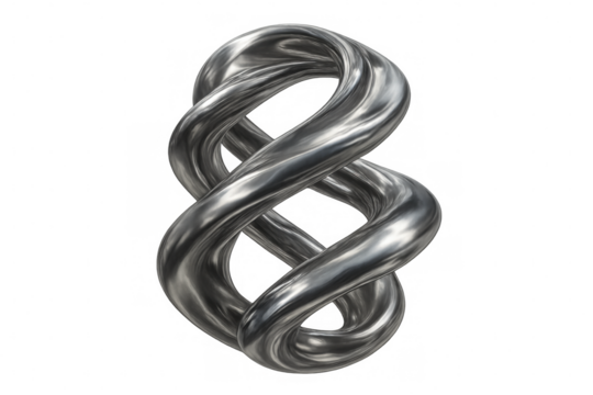 Metallic infinity sign spinning smoothly, symbolizing continuous motion against transparent backdrop