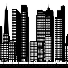  silhouette of urban block buildings