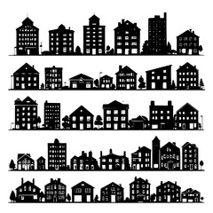 set of city buildings